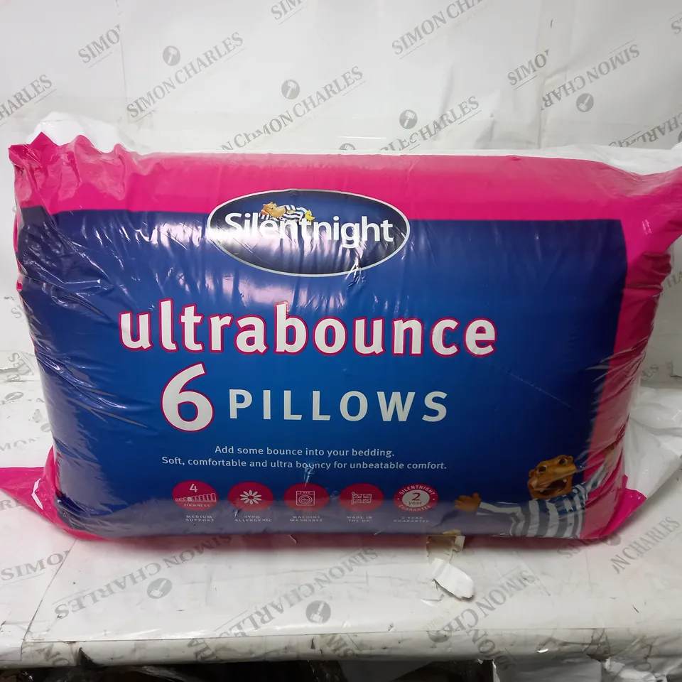 SILENTNIGHT LUXURY OVERLOCKED ULTRABOUNCE PILLOW - 6 PACK