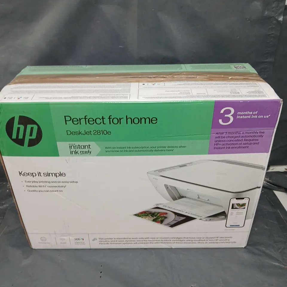 BOXED HP DESKJET 2810E ALL-IN–ONE WIRELESS COLOUR PRINTER - WHITE