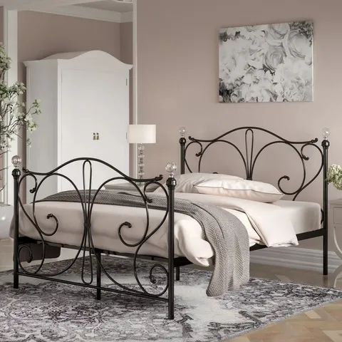 BOXED LORISSA 3' SINGLE BED FRAME BLACK 