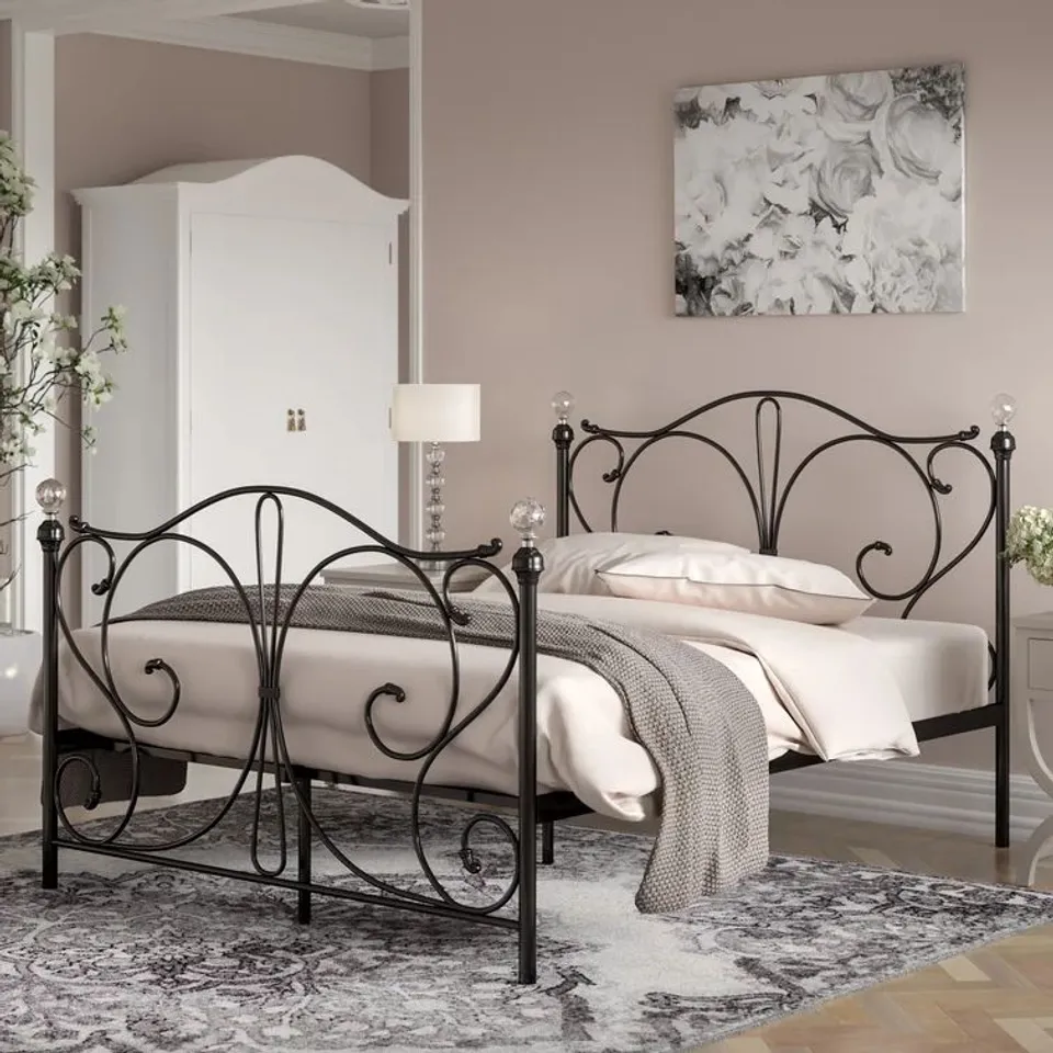 BOXED LORISSA 3' SINGLE BED FRAME BLACK