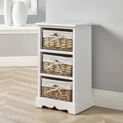BOXED CASEY 3 DRAWER CHEST OF DRAWERS WHITE