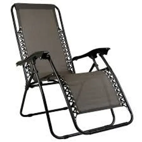 BRAND NEW BOXED ZERO GRAVITY RECLINING GARDEN CHAIR - GREY (1 BOX)