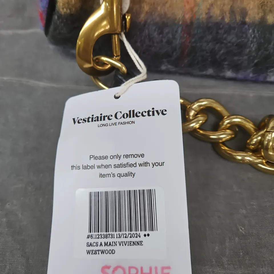VIVIENNE WESTWOOD HANDBAG WITH GOLD CHAIN – MULTICOLOUR FABRIC