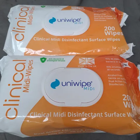 CLINICAL UNIWIPE MIDI DISNFECTANT SURFACE WIPES X 200 PER PACK