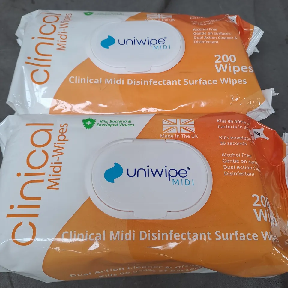CLINICAL UNIWIPE MIDI DISNFECTANT SURFACE WIPES X 200 PER PACK