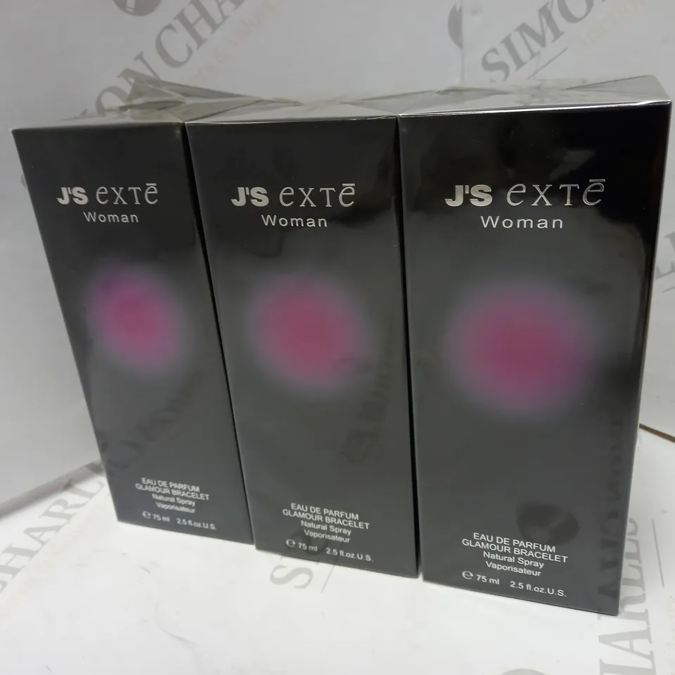 LOT OF 3 X 75ML J'S EXTE WOMAN GLAMOUR BRACELET EAU DE PARFUM