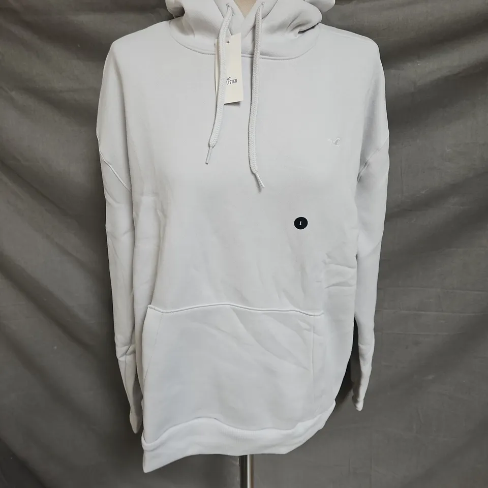 HOLLISTER FLEECE LINED HOODIE IN ICE GREY SIZE L