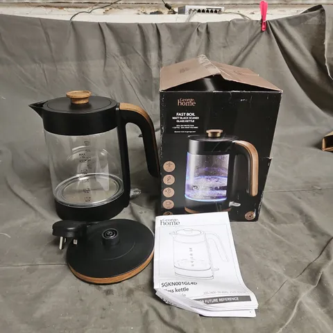 BOXED GEORGE HOME FAST BOIL MATT BLACK SCANDI GLASS KETTLE - COLLECTION ONLY