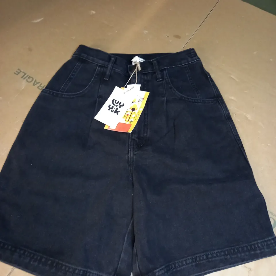 LUCY & YAK BLACK DENIM SHORTS SIZE 24