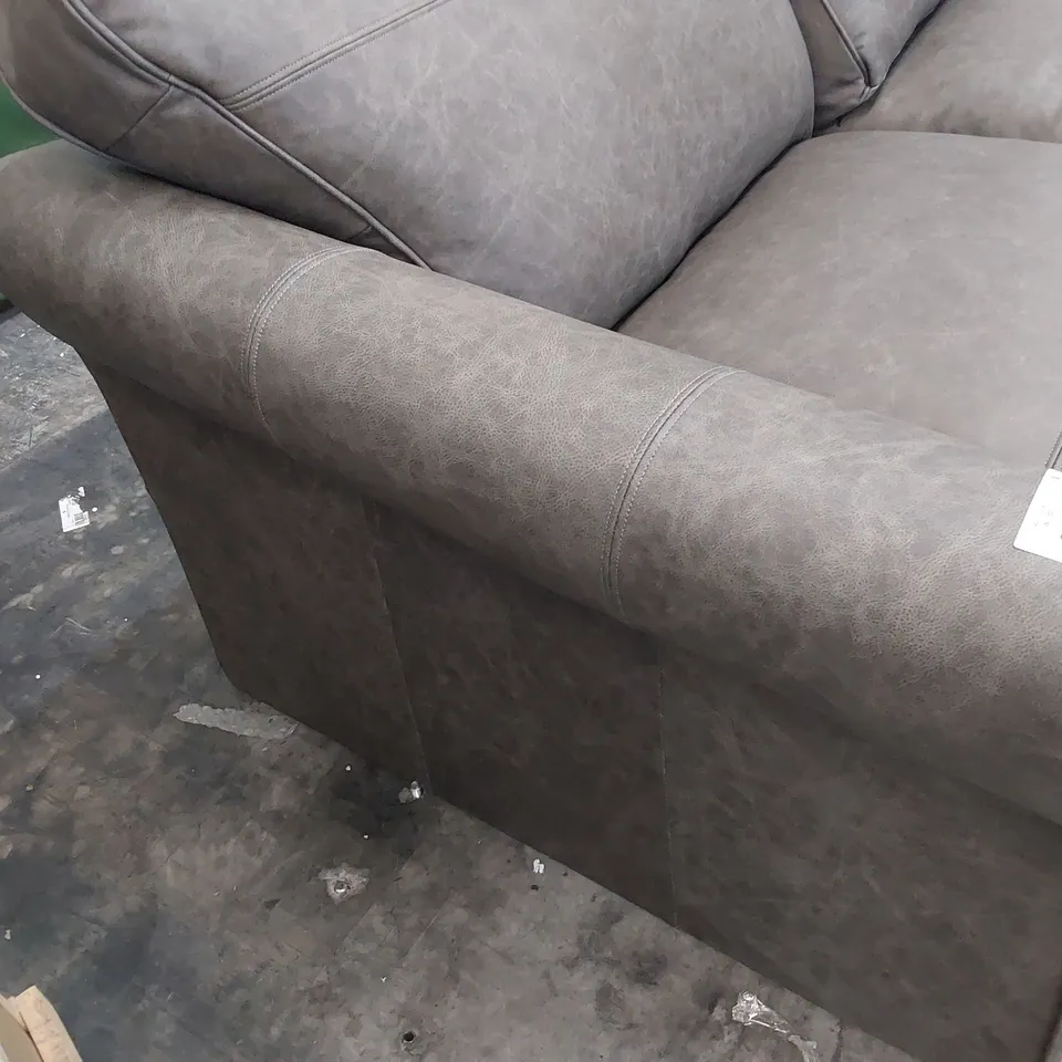 DESIGNER LARGE SIX SEATER SOFA GREY LEATHER