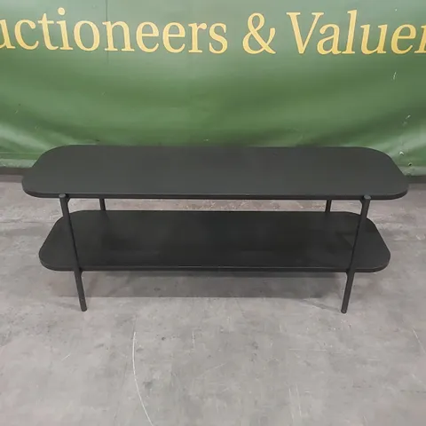 DESIGNER OVAL SHAPED COFFEE TABLE WITH SHELF - BLACK