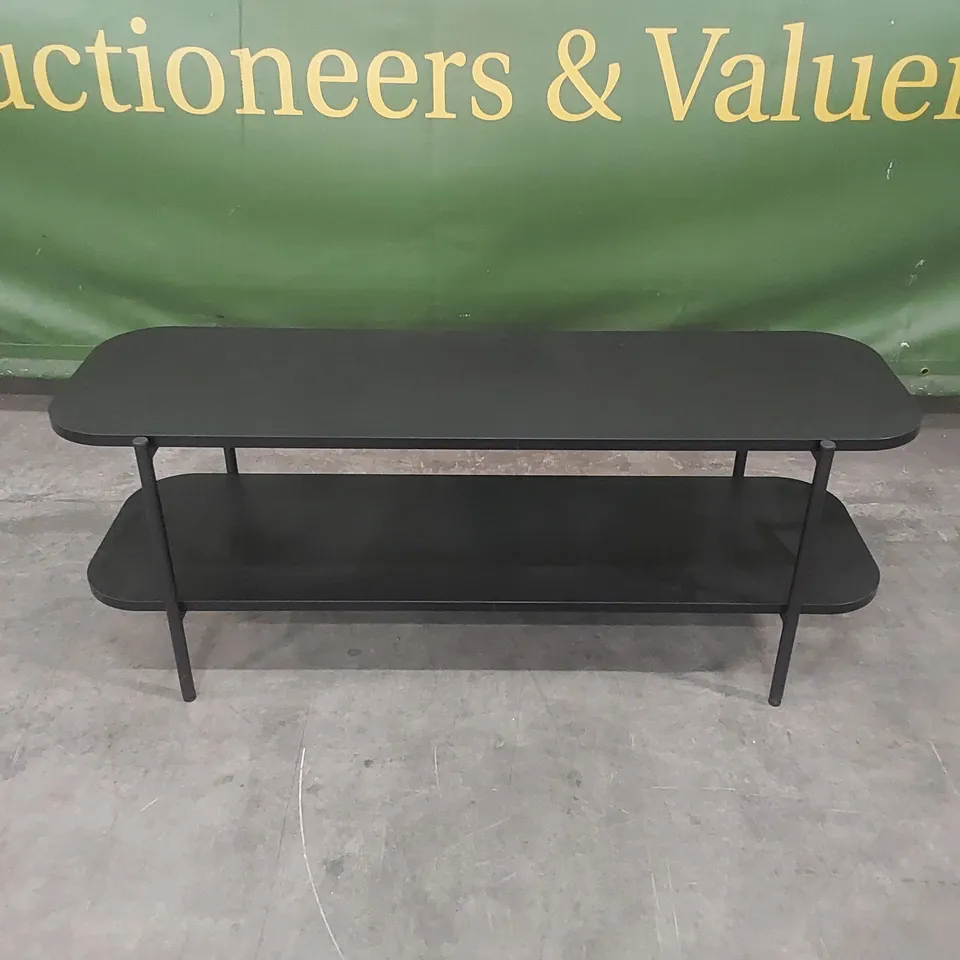 DESIGNER OVAL SHAPED COFFEE TABLE WITH SHELF - BLACK