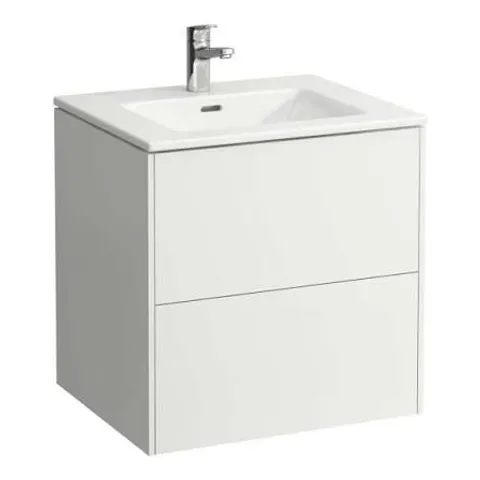 BRAND NEW BOXED PRO S BASIN & VANITY UNIT 600X500X460MM 1 TAP HOLE, 2 DRAWERS - GLOSS WHITE