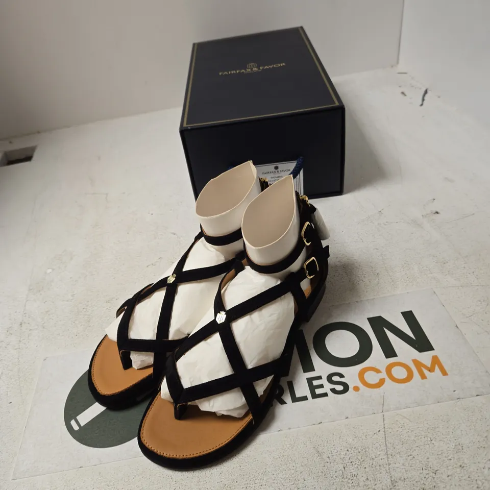 FAIRFAX & FAVOR WOMEN'S BRANCASTER SANDAL – BLACK SUEDE, UK 4 (EUR 37)