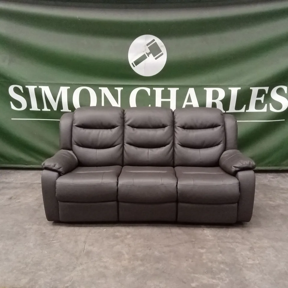 ROTHBURY LUXURY FAUX LEATHER HIGH BACK  3 SEATER MANUAL RECLINER SOFA - CHARCOAL RRP £729