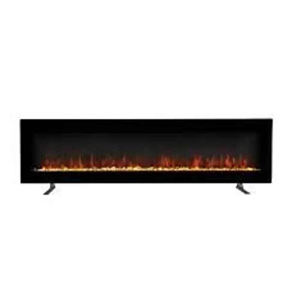 BOXED WALL MOUNTED ELECTRIC FIREPLACE WITH REMOTE BLACK