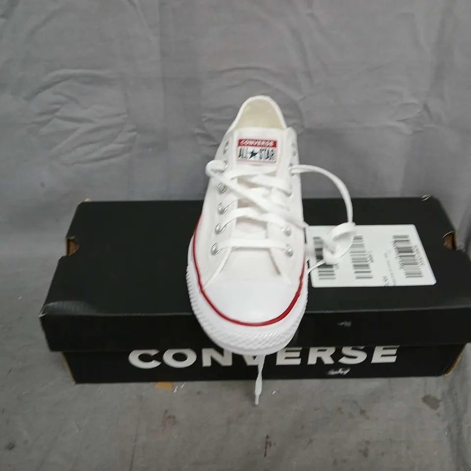 BOXED CONVERSE WIDE OX TRAINERS – WHITE, UK SIZE 6.5