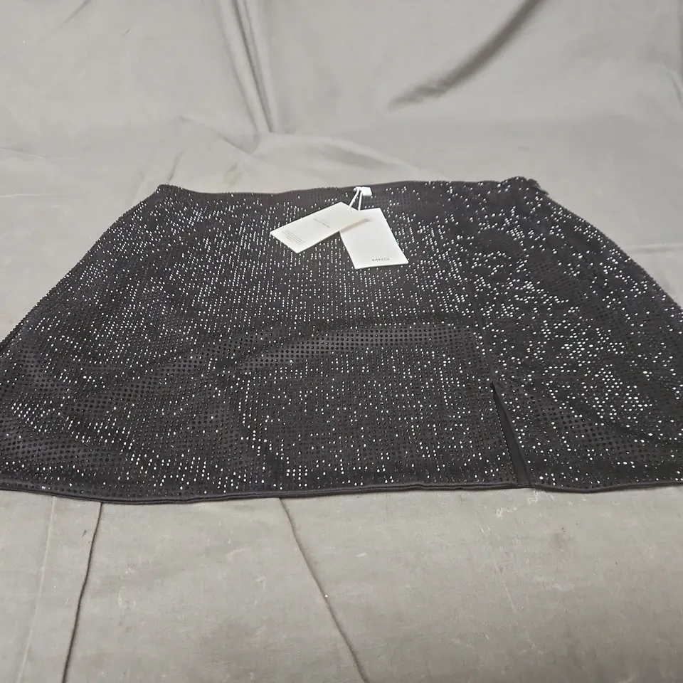MANGO WOMEN'S BLACK SEQUIN SKIRT, UK M (EU M)