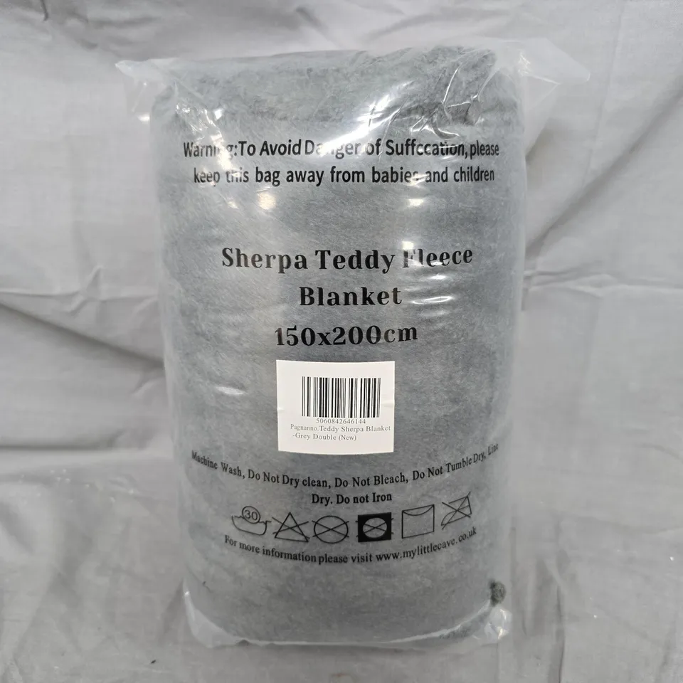 SHERPA TEDDY FLEECE BLANKET – GREY, 150X200 CM (DOUBLE)