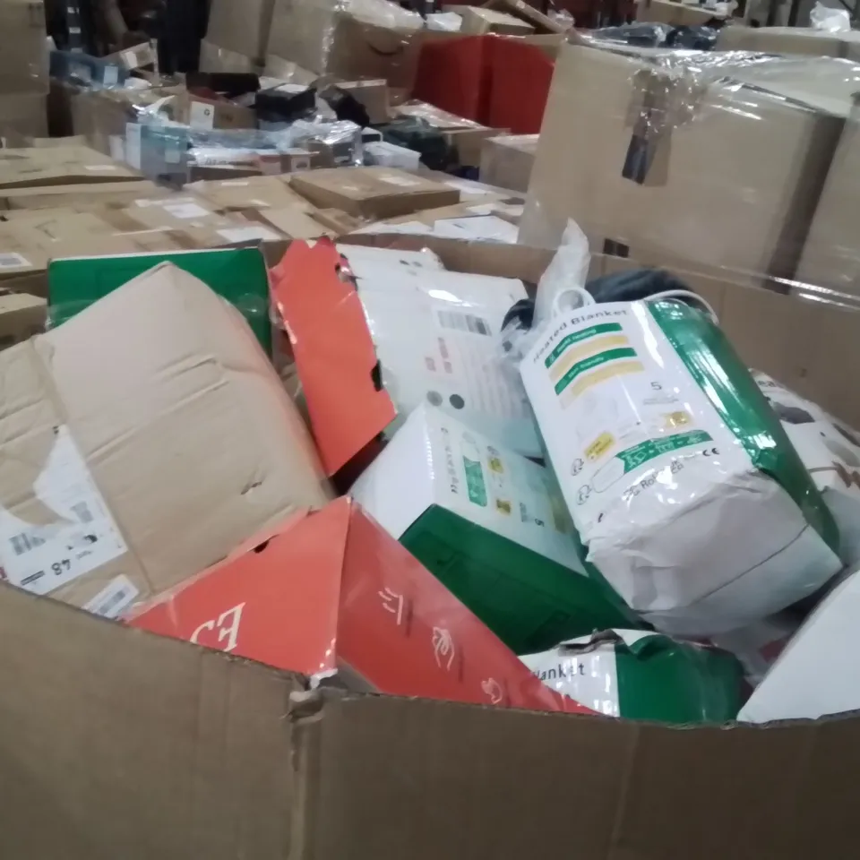 PALLET CONTAINING A LARGE QUANTITY OF HEATED BLANKETS
