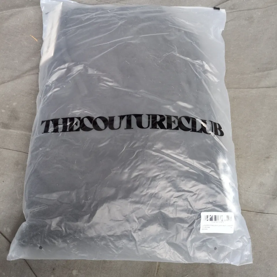 BAGGED THECOUTURECLUB MONGRAM EMBLEM FLUFFY KNIT JOGGERS IN BROWN - MEDIUM