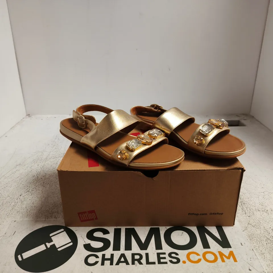 FITFLOP GRACIE ULTRA-JEWEL LEATHER BACK-STRAP SANDALS – UK 6 (US 8, EU 39) – GOLD