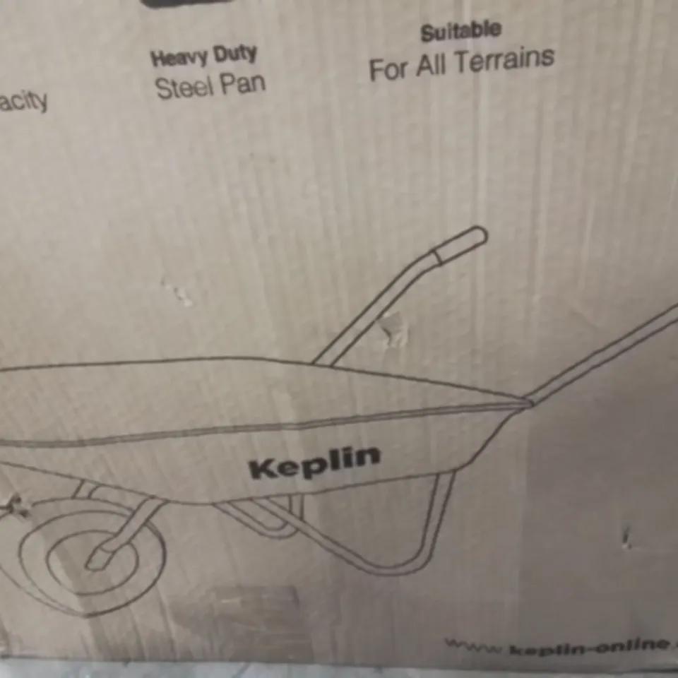 BOXED KEPLIN 65L GARDEN WHEELBARROW 