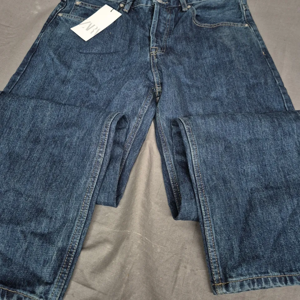 ZARA STRAIGHT LEG DENIM JEANS, BLUE - SIZE UK 32