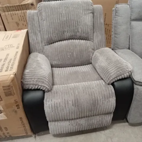 DESIGNER FAUX LEATHER AND FABRIC RECLINER CHAIR 
