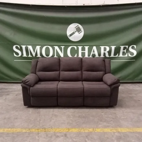 ALBION FABRIC 3 SEATER HIGH BACK MANUAL RECLINER SOFA - CHARCOAL