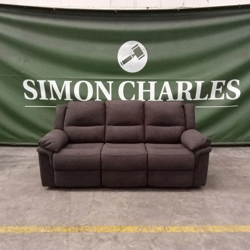 ALBION FABRIC 3 SEATER HIGH BACK MANUAL RECLINER SOFA - CHARCOAL RRP £749