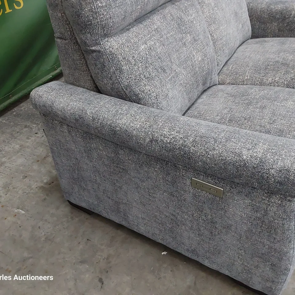 QUALITY ITALIAN DESIGNER ADRIANO POWER RECLINING TWO SEATER SOFA GREY FABRIC 