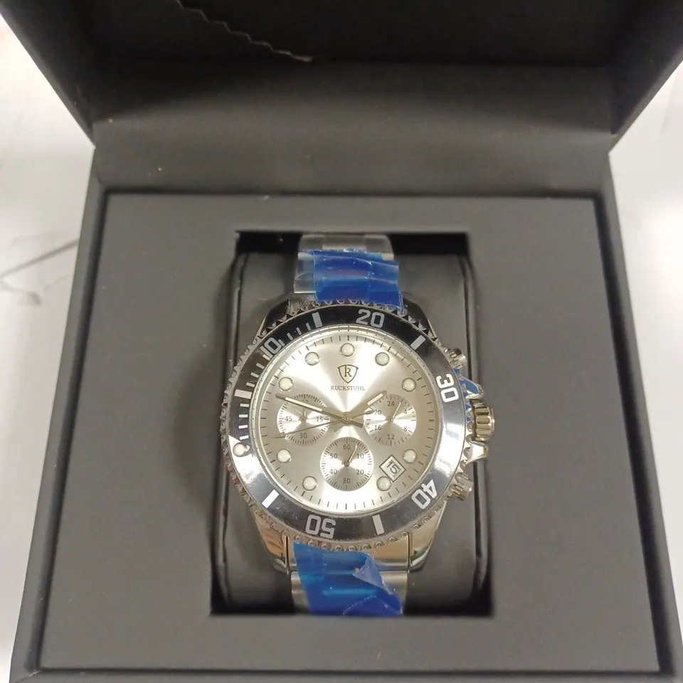 RUCKSTUHL CHRONOGRAPH TRIPLE DIAL SILVER BRACELET STRAP WRISTWATCH