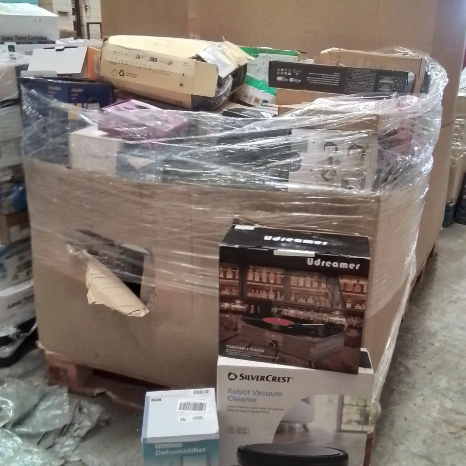 PALLET CONTAINING A LARGE QUANTITY OF ELECTRICAL PRODUCTS TO INCLUDE;DEHUMIDIFIER,ROBOT VACUUM CLEANER,TURNTABLE 