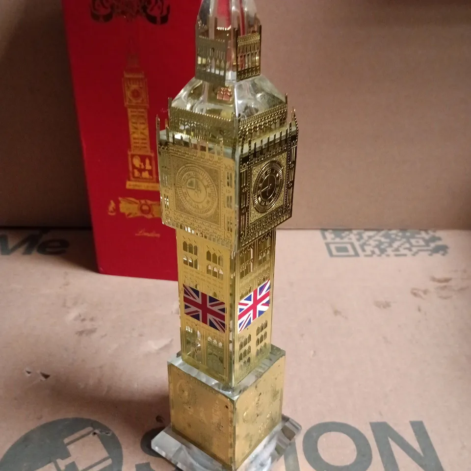 GLASS BIG BEN TOWER MANTLE PIECE CLOCK