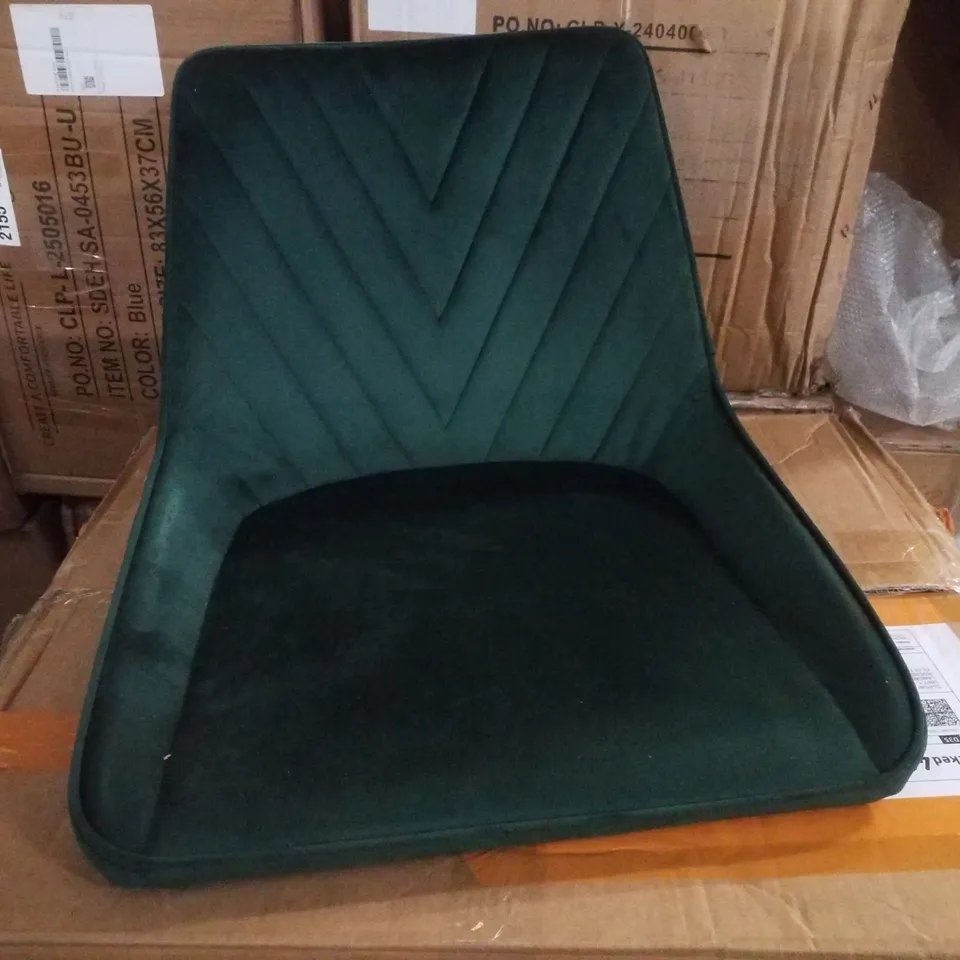 BOXED SET OF 2 DARK GREEN VELVET CHAIRS (1 BOX)