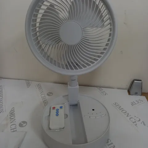 BELL & HOWELL OSCILLATING FOLDING RECHARGEABLE FAN, WHITE