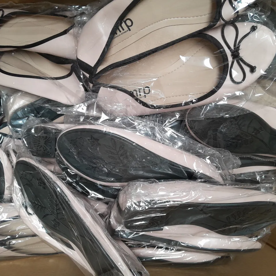 BOX OF APPROXIMATELY 20 PAIRS OF MRP SLIP-ON SHOES IN PALE PINK - VARIOUS SIZES