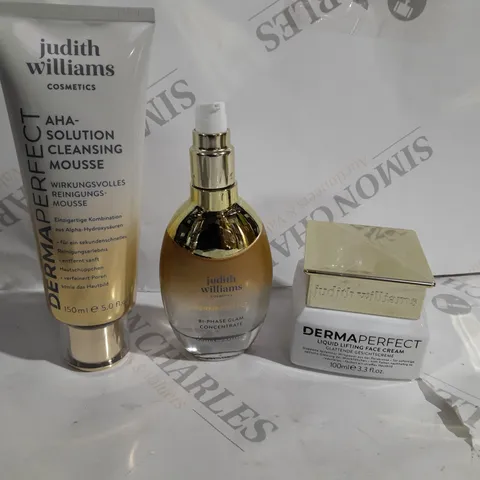 JUDITH WILIAMS ASSORTED SET OF ITEMS TO INCLUDE CLEANSING MOUSE, GLAM CONCENTRATE, FACE CREAM