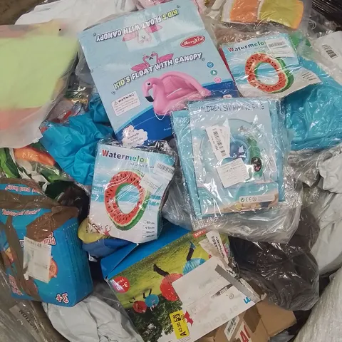 PALLET CONTAINING LARGE QUANTITY OF INFLATABLE POOLS,LILOS,FOOTBALLS AND POOL TOYS ETC.