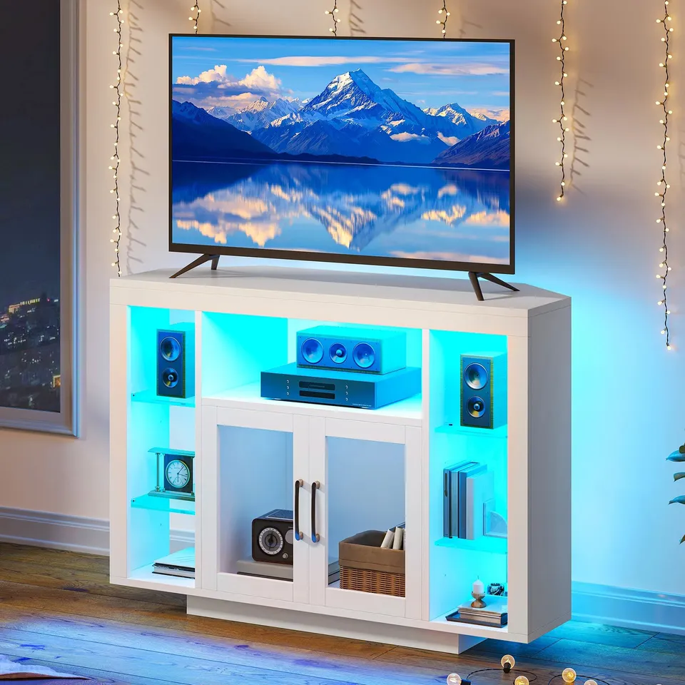 BOXED 100CM CORNER TV UNIT FOR UP TO 55 INCH TV,TV STAND  CABINET WITH RGB LED LIGHTING (1 BOX)
