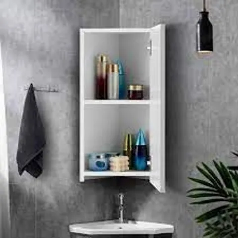 BOXED LEMORE CORNER BATHROOM STORAGE MIRROR CABINET WITH 2 ADJUSTABLE SHELVES WHITE (1 BOX)