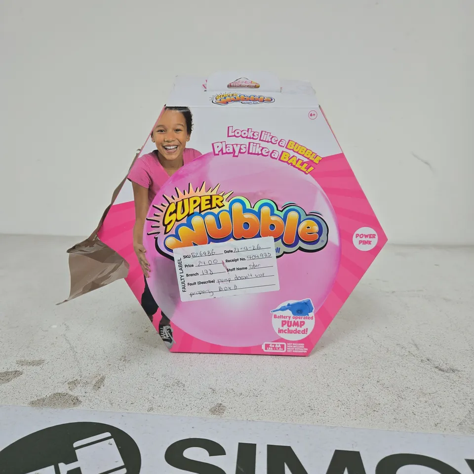 SUPER BUBBLE BUBBLE BALL TOY – BATTERY-OPERATED PUMP INCLUDED, PINK (BOXED)