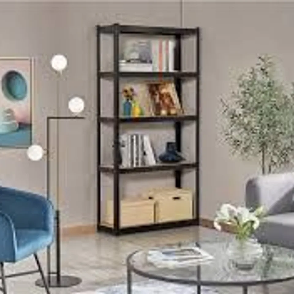 BOXED YAHEETECH STORAGE RACK UTILITY RACK 5-TIRE ADJUSTABLE SHELVING UNIT - SILVER (1 BOX)