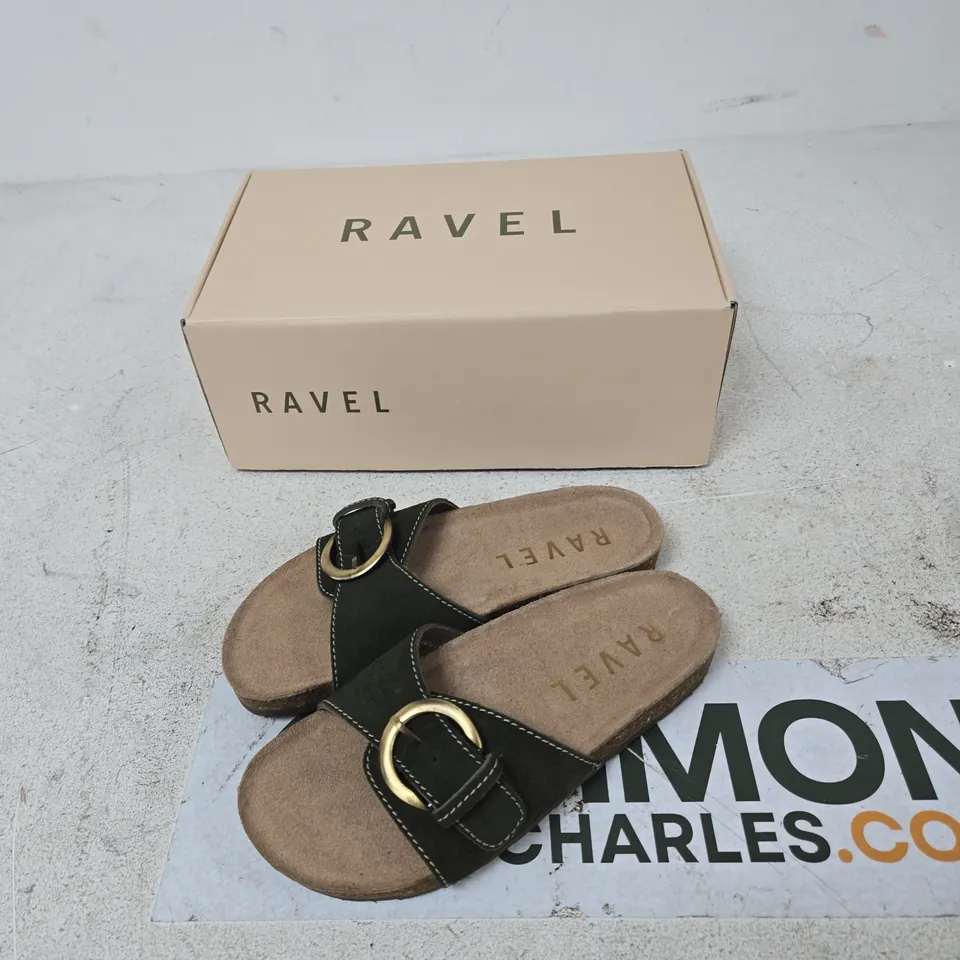 RAVEL SALTON KHAKI SUEDE SANDALS – UK 3 (EU 36)