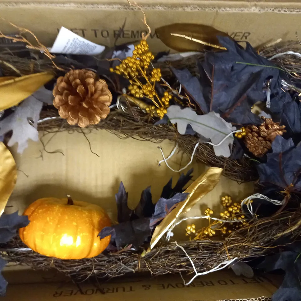DESIGNER AUTUMN PRE-LIT BLACK LEAF GARLAND RRP £29.99