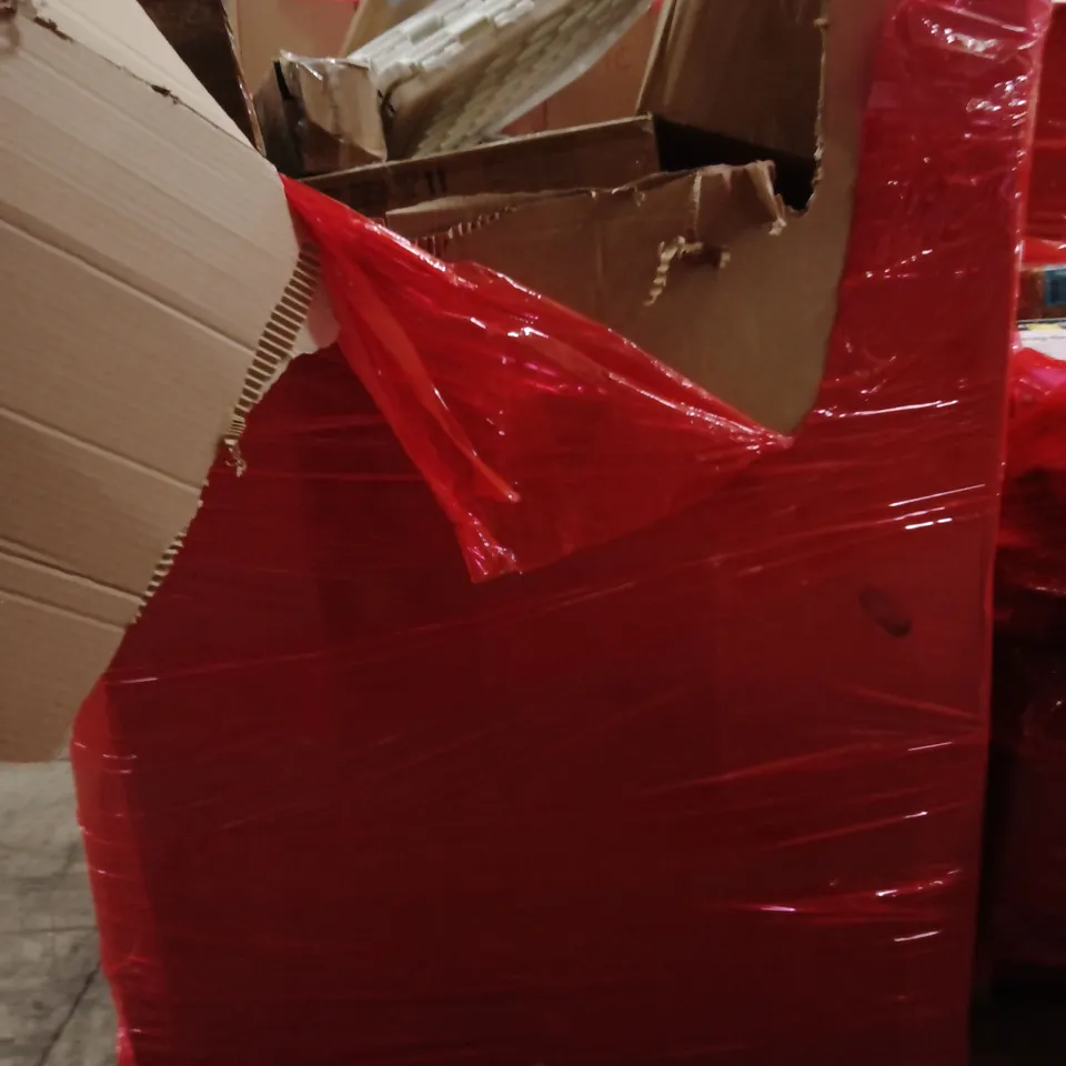 PALLET OF ASSORTED HOUSEHOLD GOODS AND PRODUCTS TO INCLUDE; CEILING FAN WITH LIGHT,POLE HEDGE TRIMMER,MAT