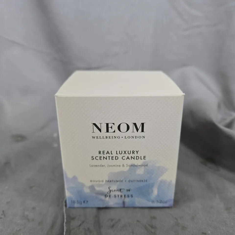 NEOM REAL LUXURY SCENTED CANDLE – LAVENDER, JASMINE & SANDALWOOD – BOXED