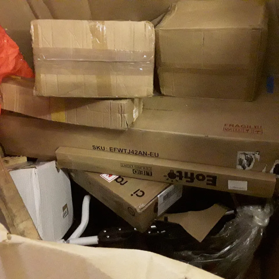 PALLET OF ASSORTED PRODUCTS INCLUDING SWIVEL BATH CHAIR, ARTIFICIAL PLANTS, TORQUE WRENCH, PET STROLLER, LED CEILING LIGHT