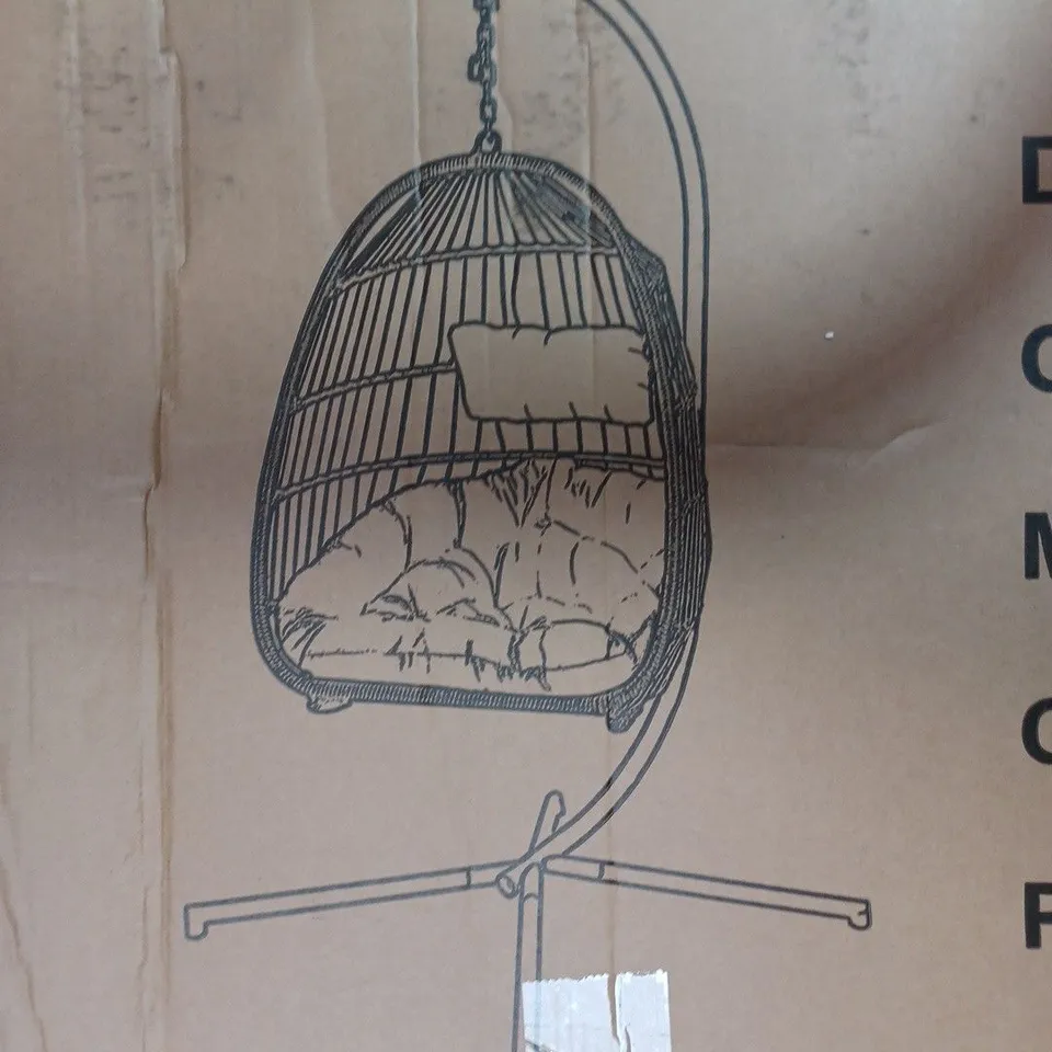 BOXED HOLLY FOLDING HANGING CHAIR 119X2.5X185CM LIGHT GREY - COLLECTION ONLY